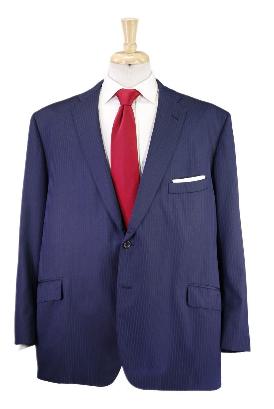 Oxxford Very Recent Royal Blue Tonestripe 2-Btn Wool Suit 48R
